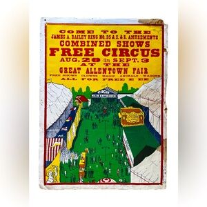 Vtg 1943 Great Allentown Fair Circus Poster-Enquirer Printing Co. Cinn-Original